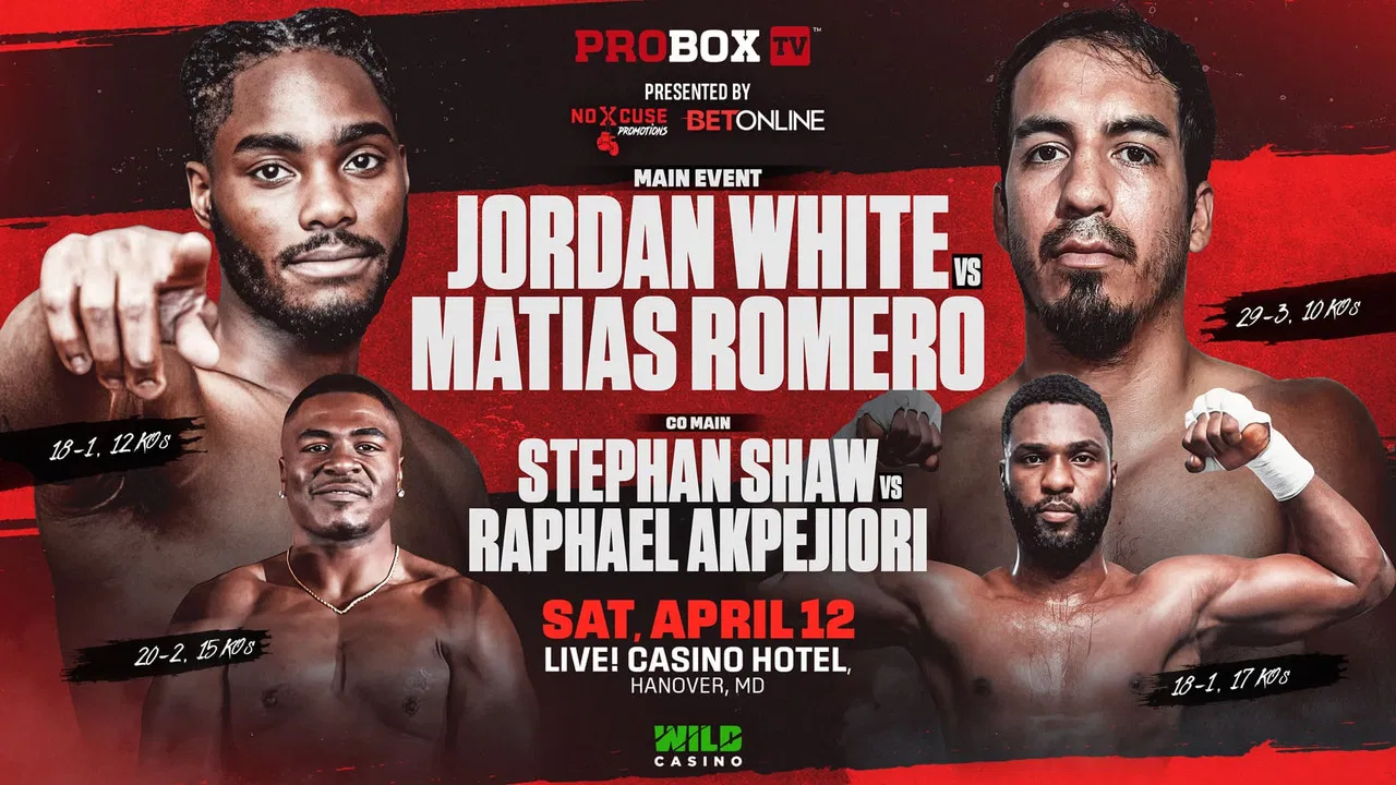 Jordan White vs. Jose Matias Romero backdrop