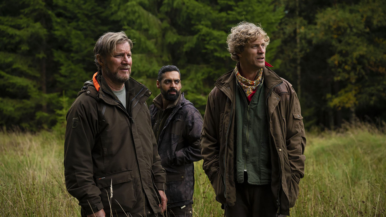 Hunters on a White Field backdrop