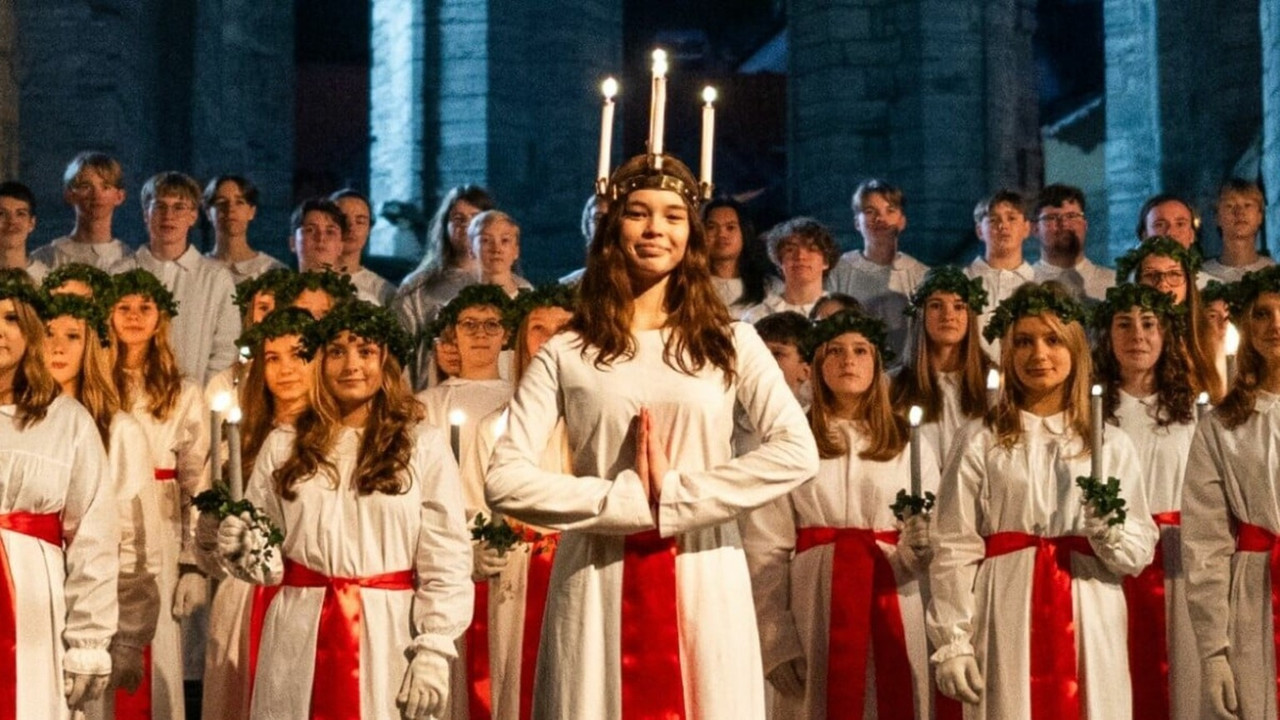 Luciamorgon från Visby backdrop