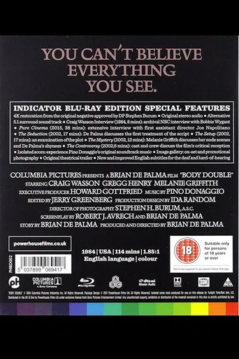 Pure Cinema: Joe Napolitano on Brian De Palma's Body Double poster