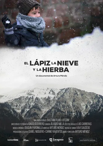 El lápiz, la nieve y la hierba poster