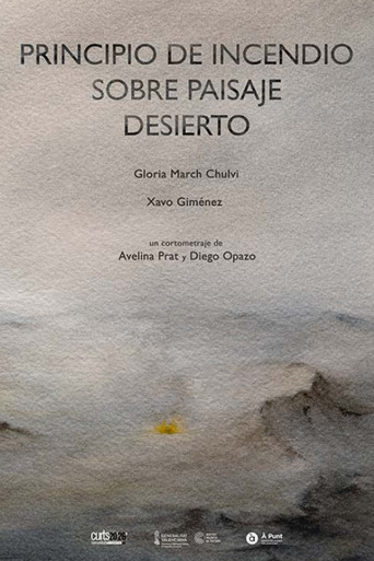 Principio de incendio sobre paisaje desierto poster