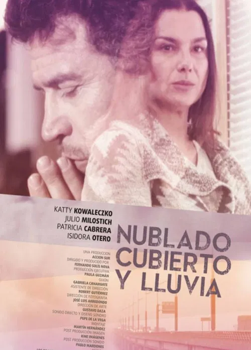 Nublado, cubierto y lluvia poster