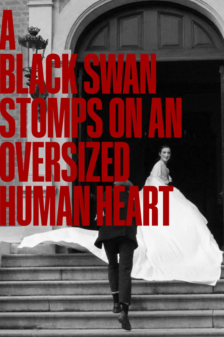 A Black Swan Stomps On An Oversized Human Heart poster background