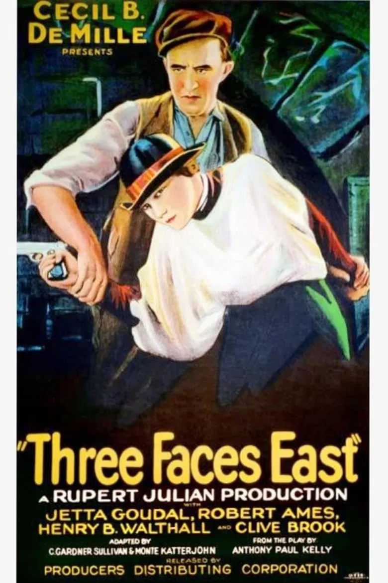 Three Faces East poster background
