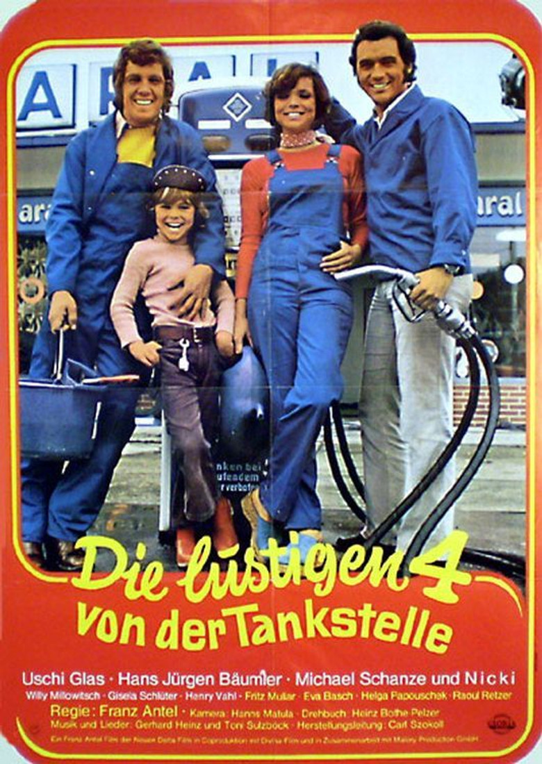 Die lustigen Vier von der Tankstelle poster background