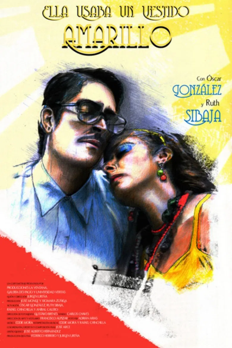 She wore a yellow dress poster background