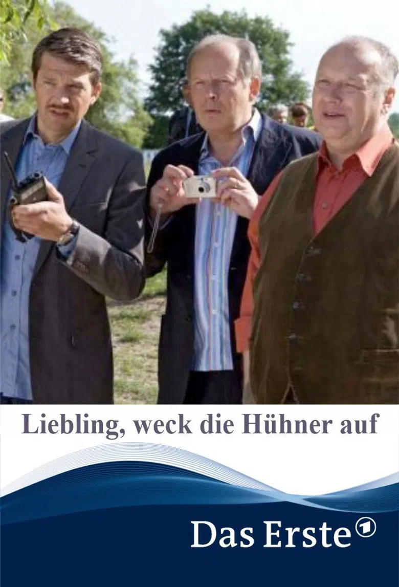 Liebling, weck die Hühner auf poster background