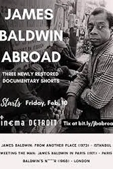 James Baldwin Abroad poster background