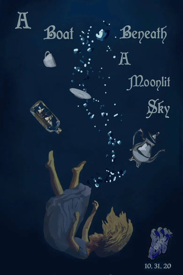 A Boat, Beneath A Moonlit Sky poster background