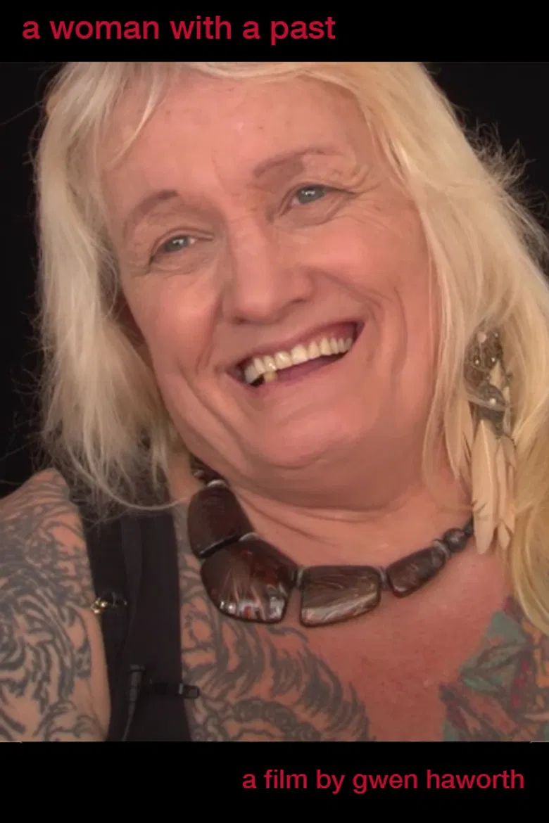 a woman with a past poster background