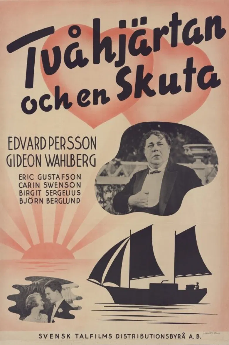 Två hjärtan och en skuta poster background