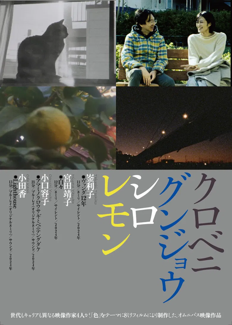 Black Red Ultramarine White Lemon poster background