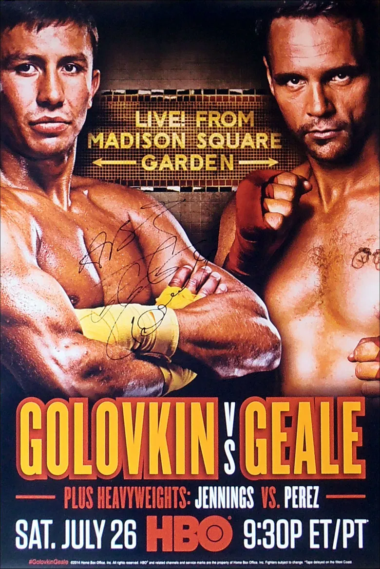 Gennady Golovkin vs. Daniel Geale poster background