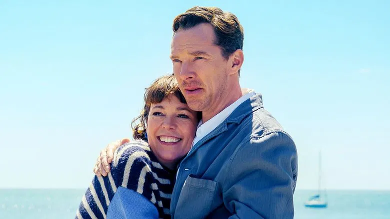 Benedict Cumberbatch and Olivia Colman in a tense kitchen scene