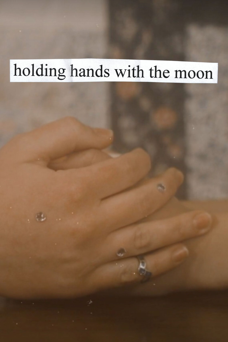 holding hands with the moon poster background