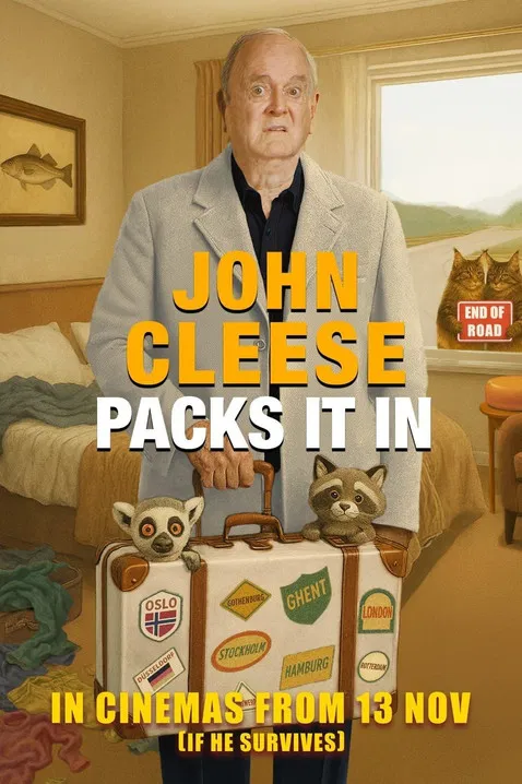 John Cleese Packs It In poster background