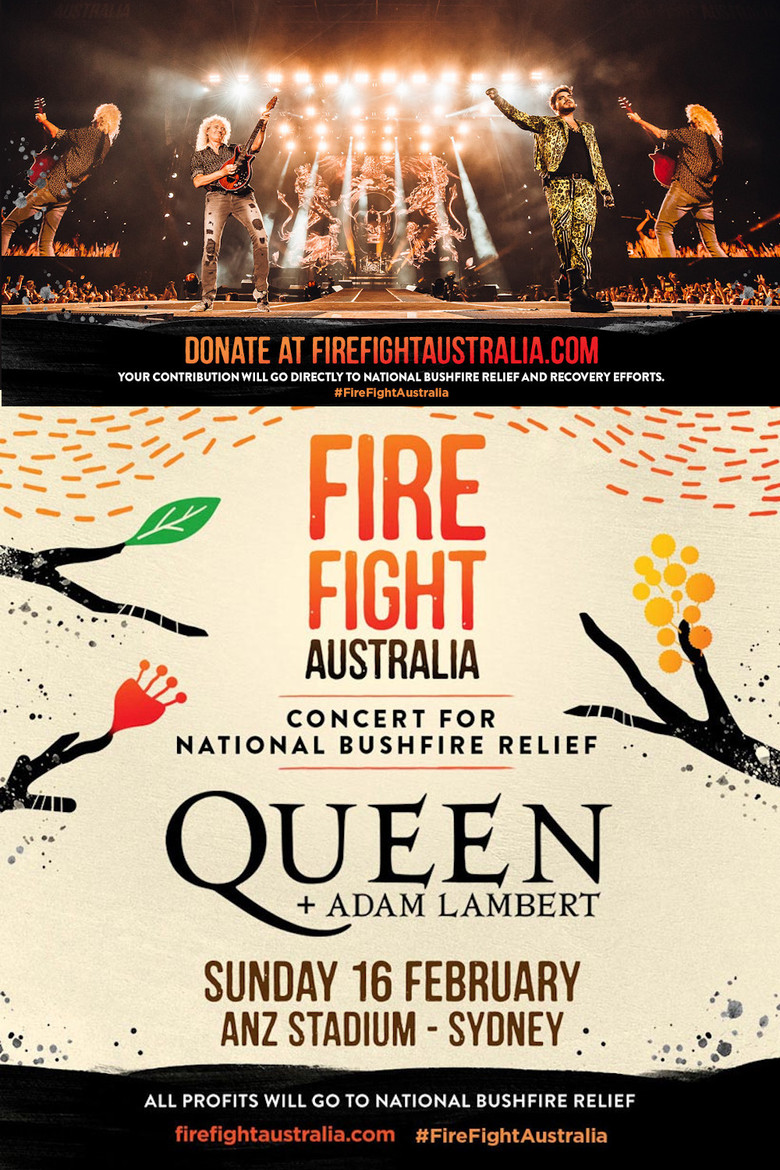 Queen + Adam Lambert: Fire Fight Australia poster background