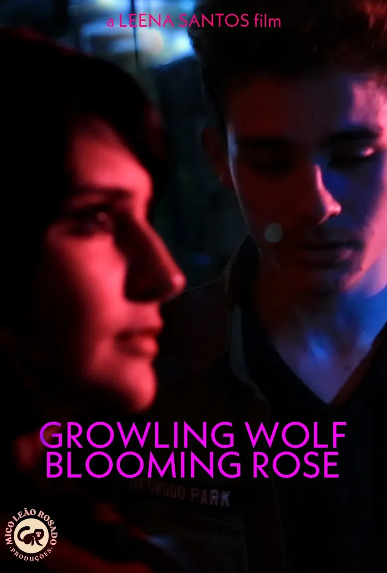 Growling Wolf, Blooming Rose poster background